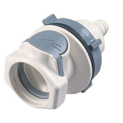 1/2" Hose Barb NSF-listed HFC 35 Series Polysulfone Bulkhead Panel Mount Coupling Body - Shutoff (Insert Sold Separately)