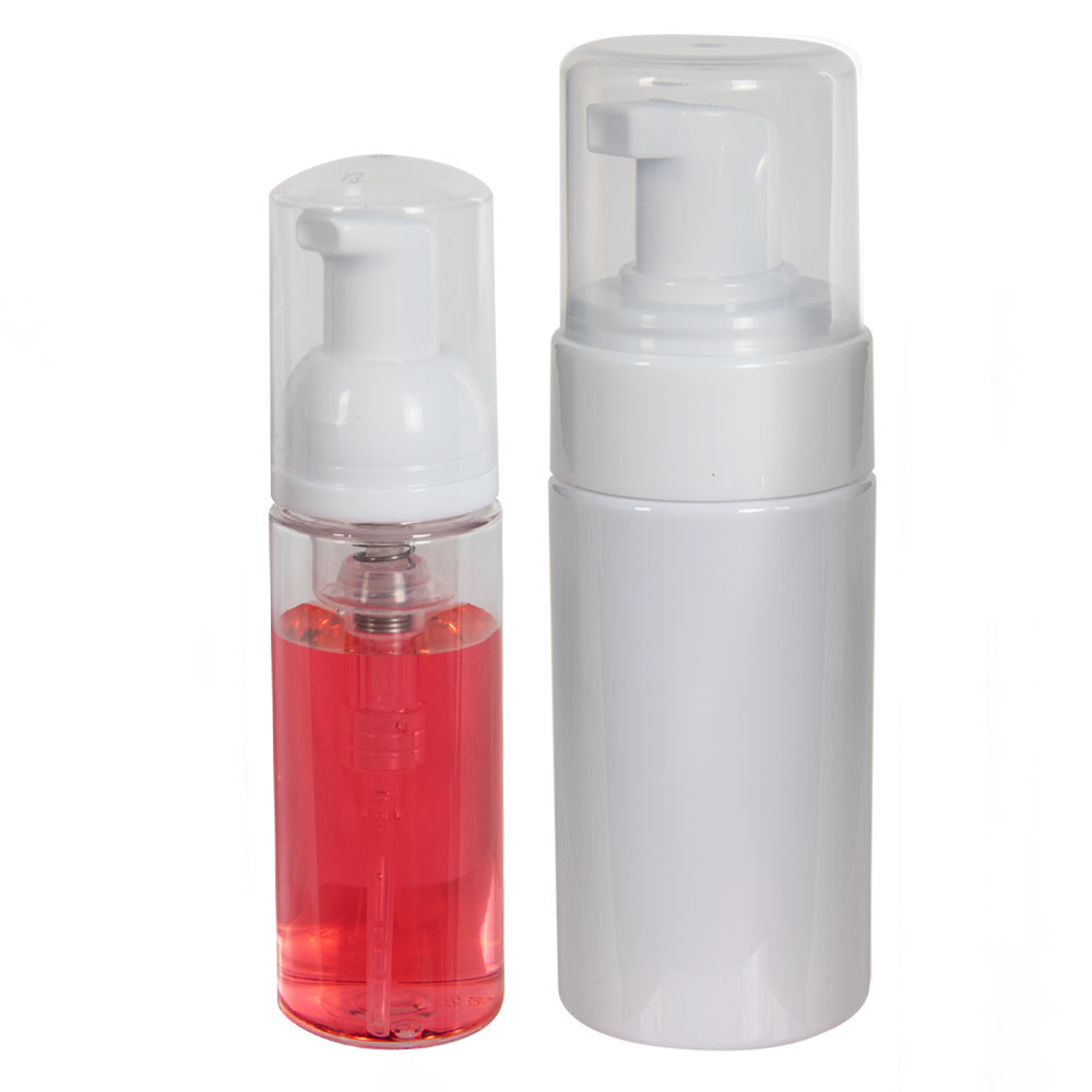PET Foamer Style Cylinder Bottles with Foamer Pump & Over-Cap
