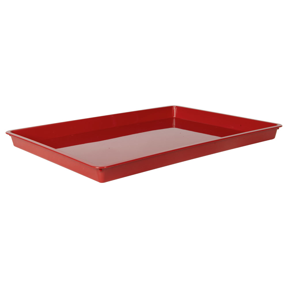 Shallow Red Polypropylene Tray - 17-1/2" L x 12-1/2" W x 1-1/4" Hgt.