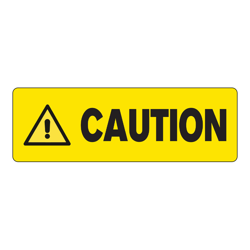 "Caution" Rectangular Water-Resistant Polypropylene Label with Symbol & Yellow Background - 3" x 1"