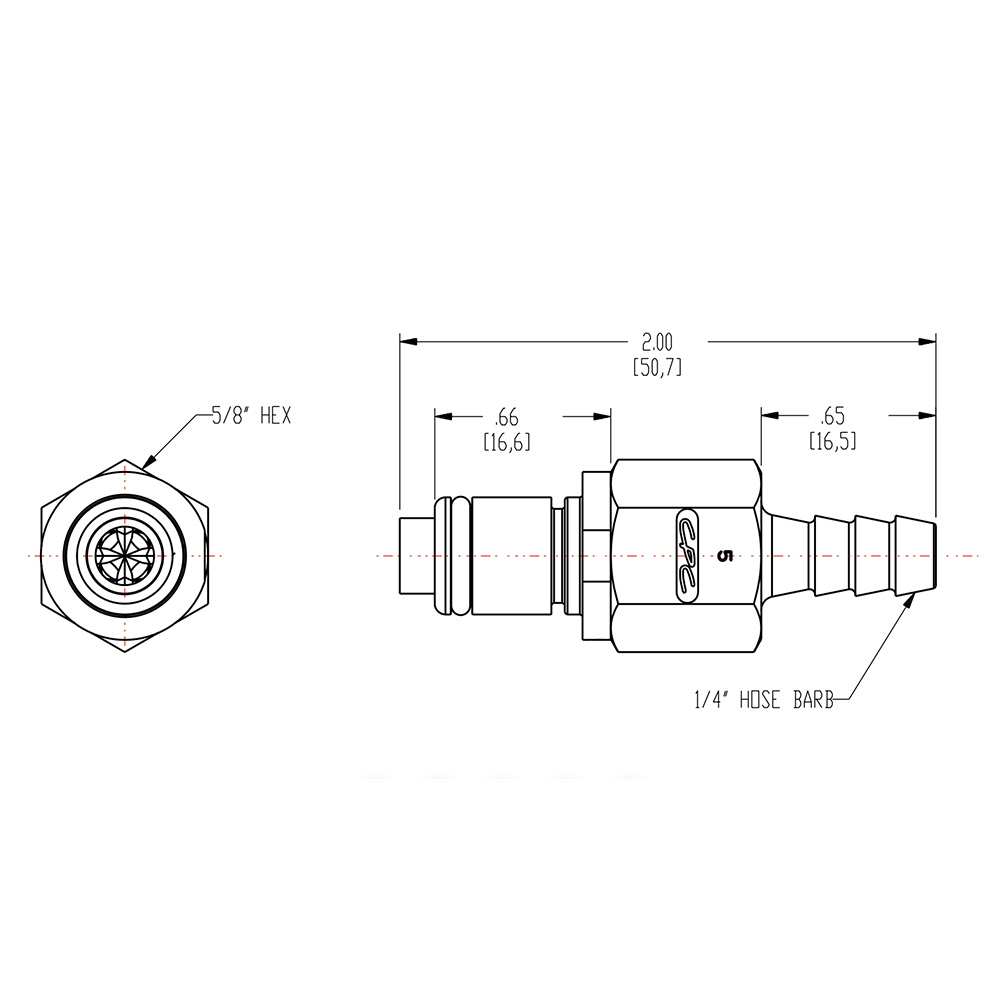 1/4" In-Line Hose Barb NSF-listed PLC Series Acetal Insert - Shutoff (Body Sold Separately)