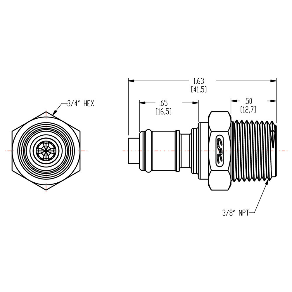 3/8" MNPT NSF-Listed APC Series Acetal Insert - Shutoff (Body Sold Separately)