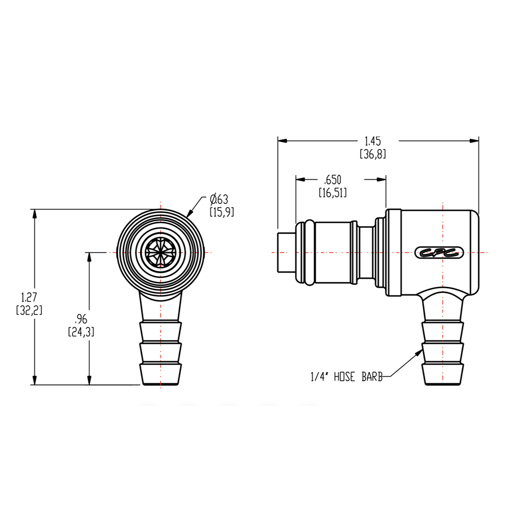 1/4" In-line Hose Barb NSF-Listed APC Series Acetal Elbow Insert - Shutoff (Body Sold Separately)
