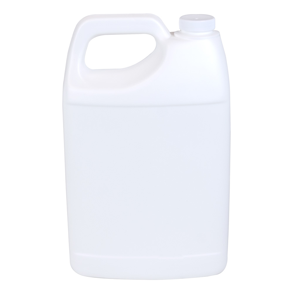 1 Gallon White HDPE F-Style Jug with 38/400 White Ribbed Cap with F217 Liner