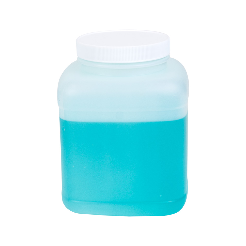64 oz. HDPE Square Jar with 89/400 White Ribbed Cap with F217 Liner