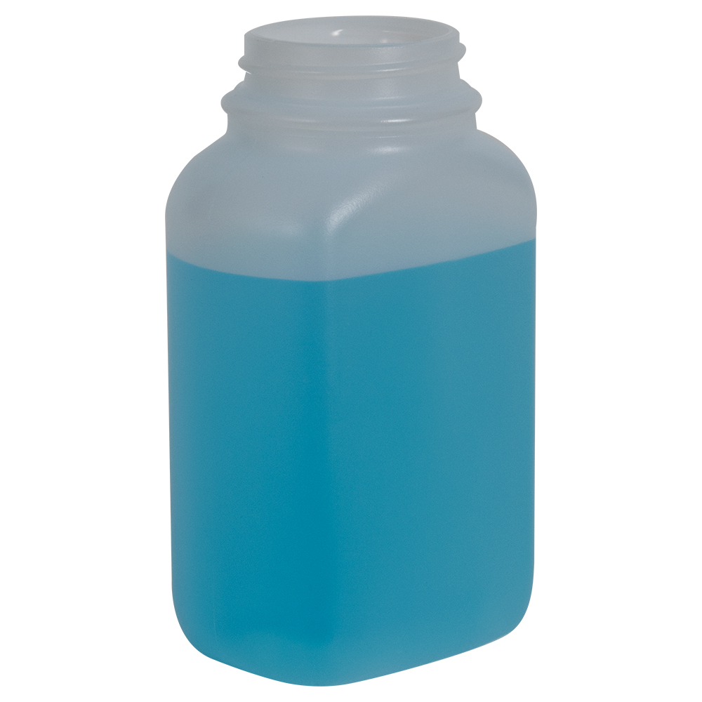 Fisherbrand™ Natural HDPE Wide Mouth Oblong Bottles With White