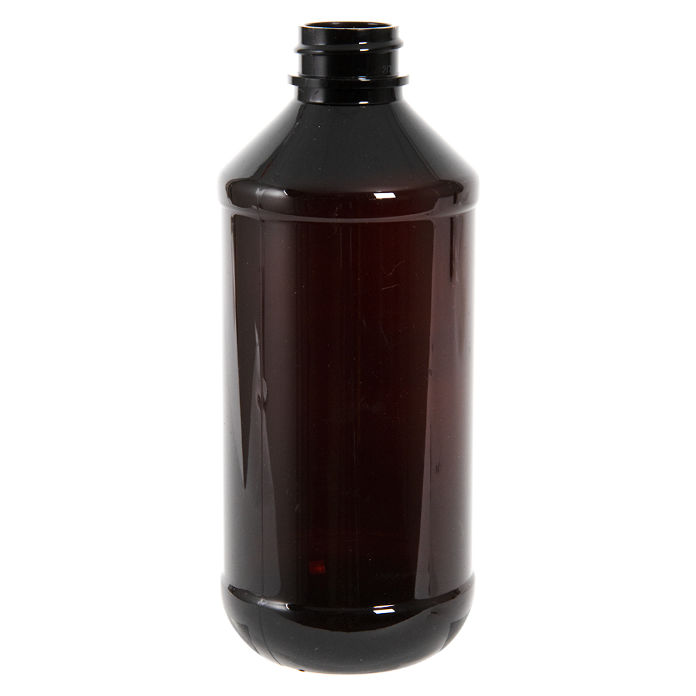 8 oz. Amber PET Modern Round Bottle with 24/400 Neck (Cap Sold Separately)