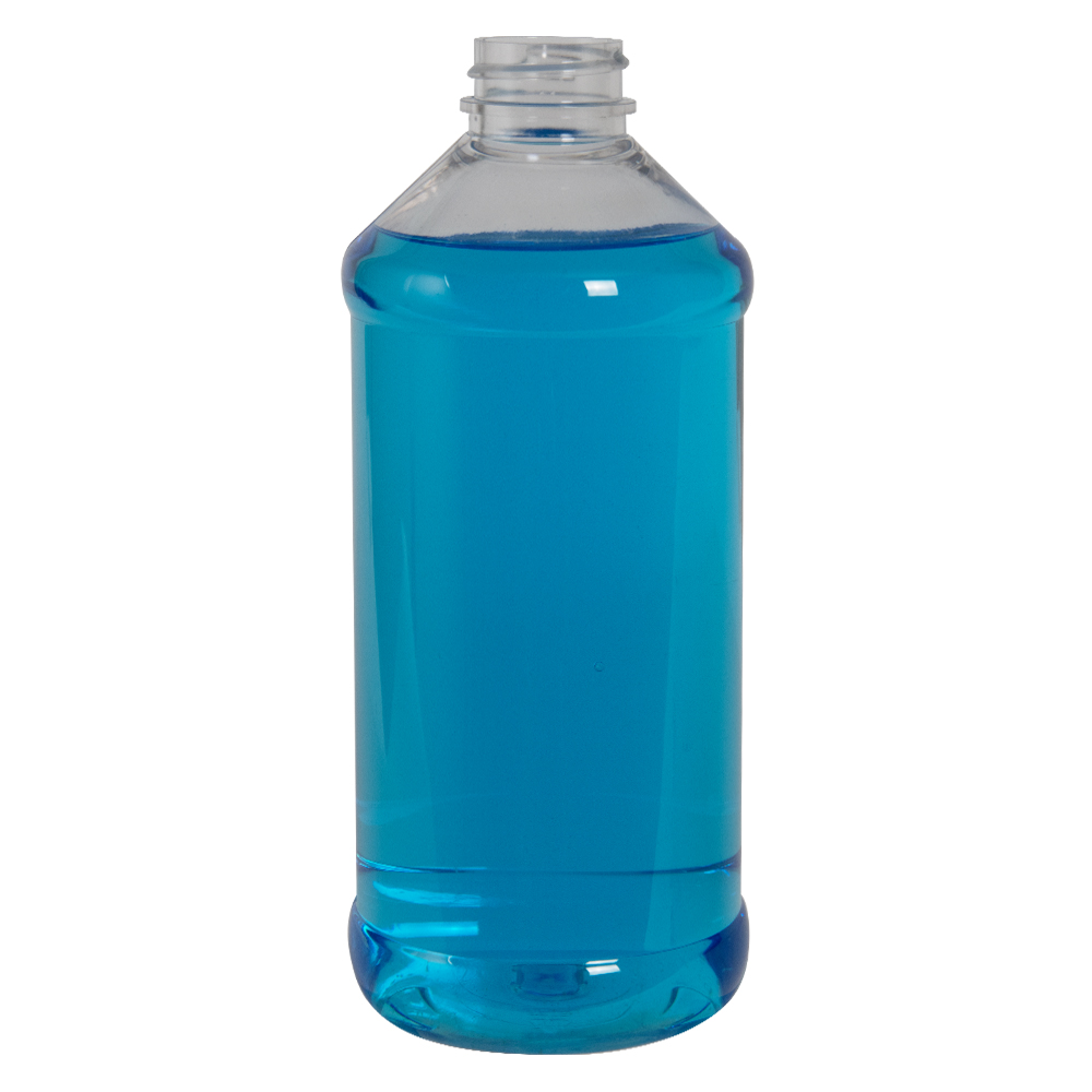 16 oz. Clear PET Modern Round Bottle with 28/400 Neck (Cap Sold Separately)