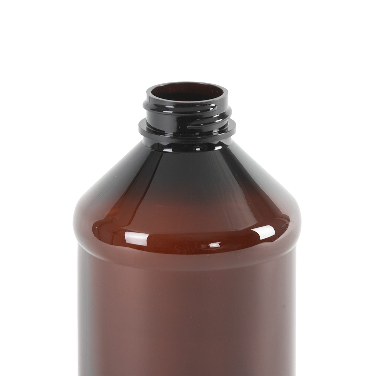 16 oz. Amber PET Modern Round Bottle with 28/400 Neck (Cap Sold Separately)