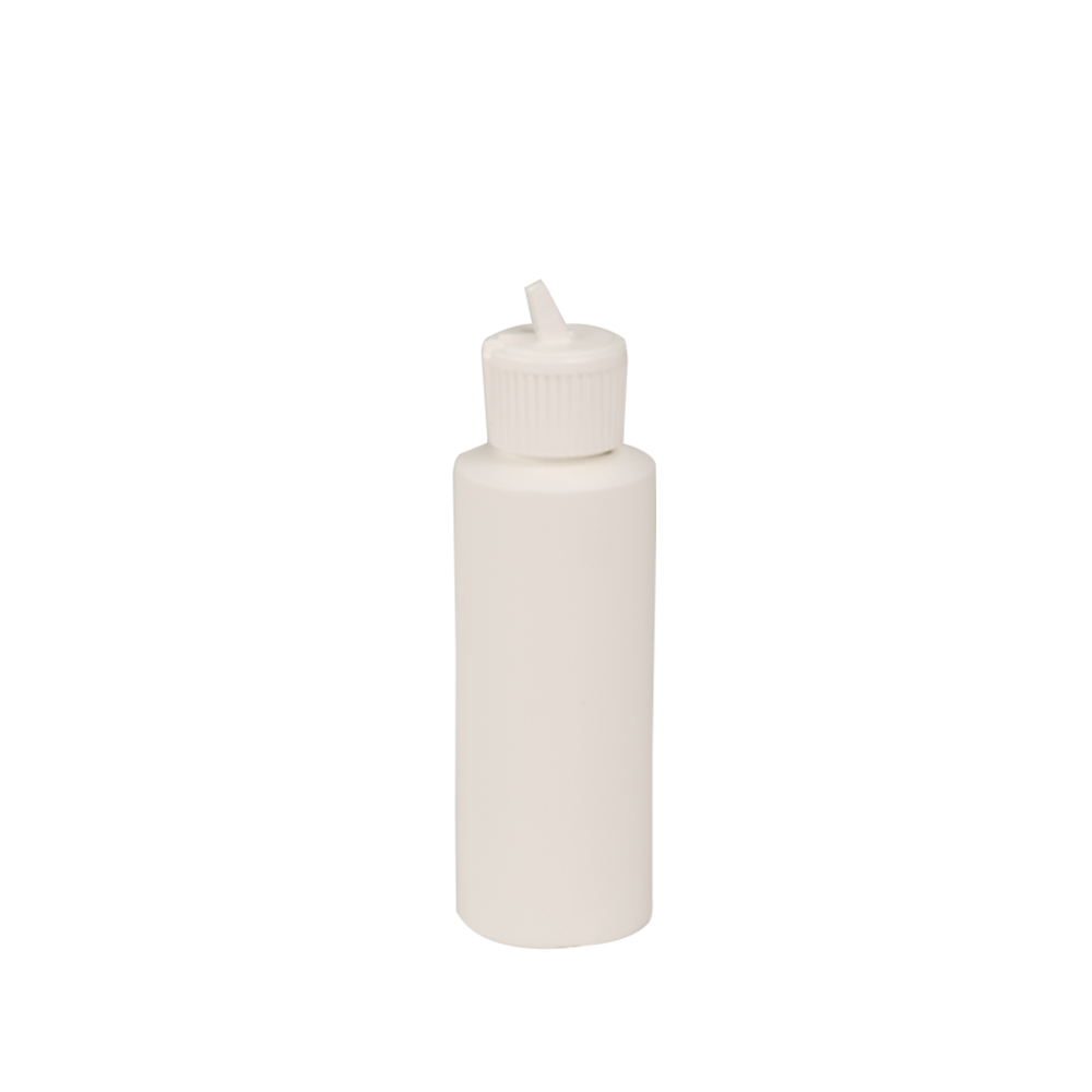 4 oz. White HDPE Cylindrical Sample Bottle with 24/410 White Ribbed Flip-Top Cap