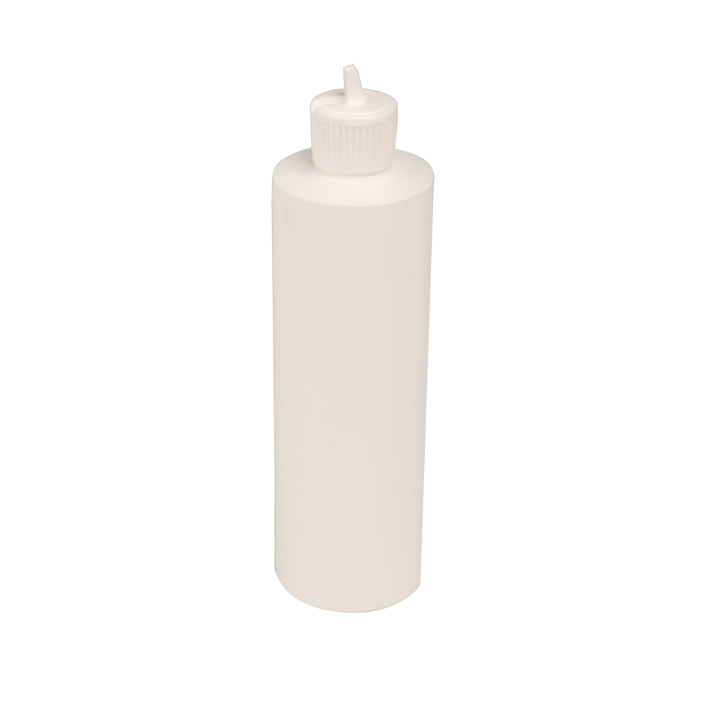 12 oz. White HDPE Cylindrical Sample Bottle with 24/410 White Ribbed Flip-Top Cap