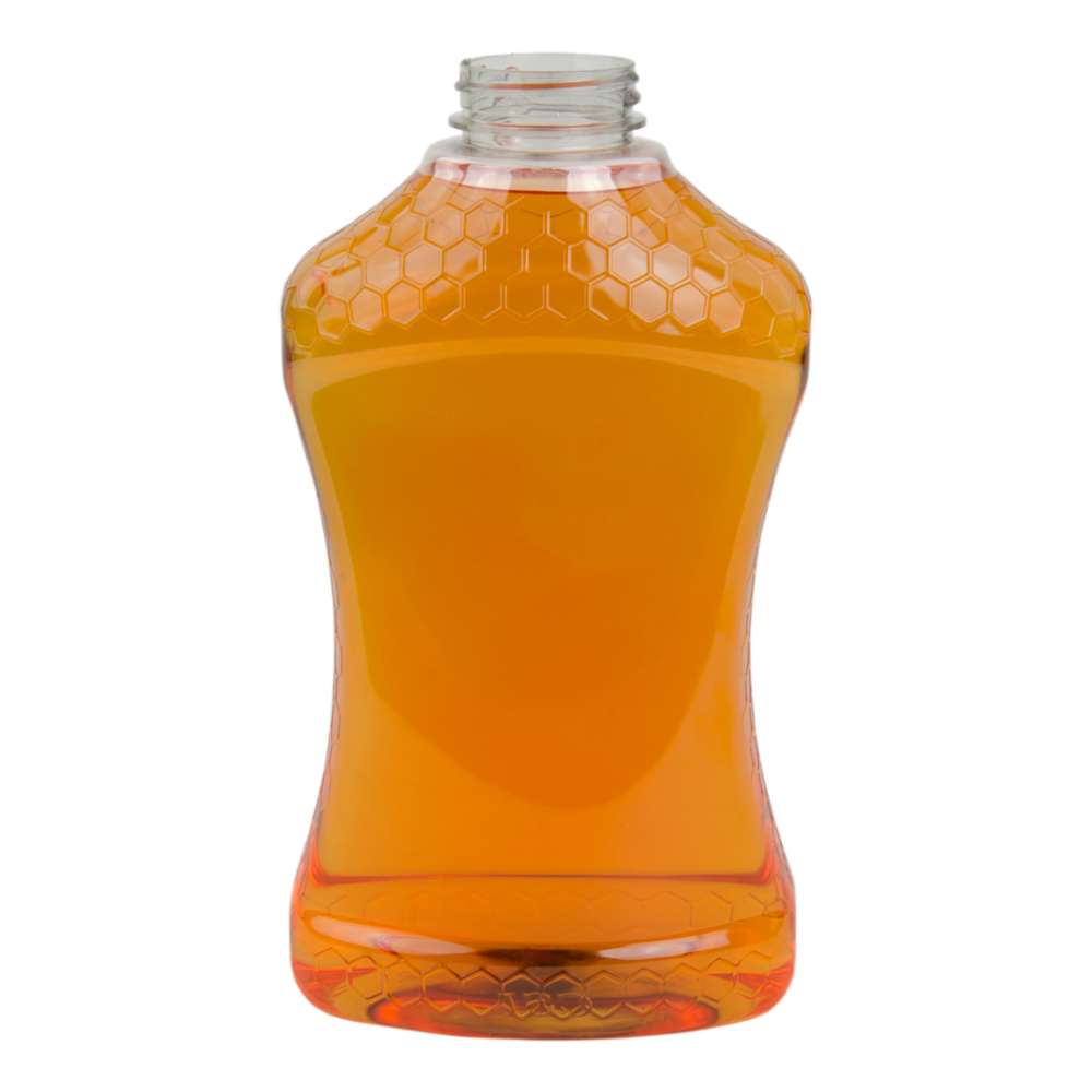 40 oz. (Honey Weight) Clear PET Hourglass Grip Bottle with 38