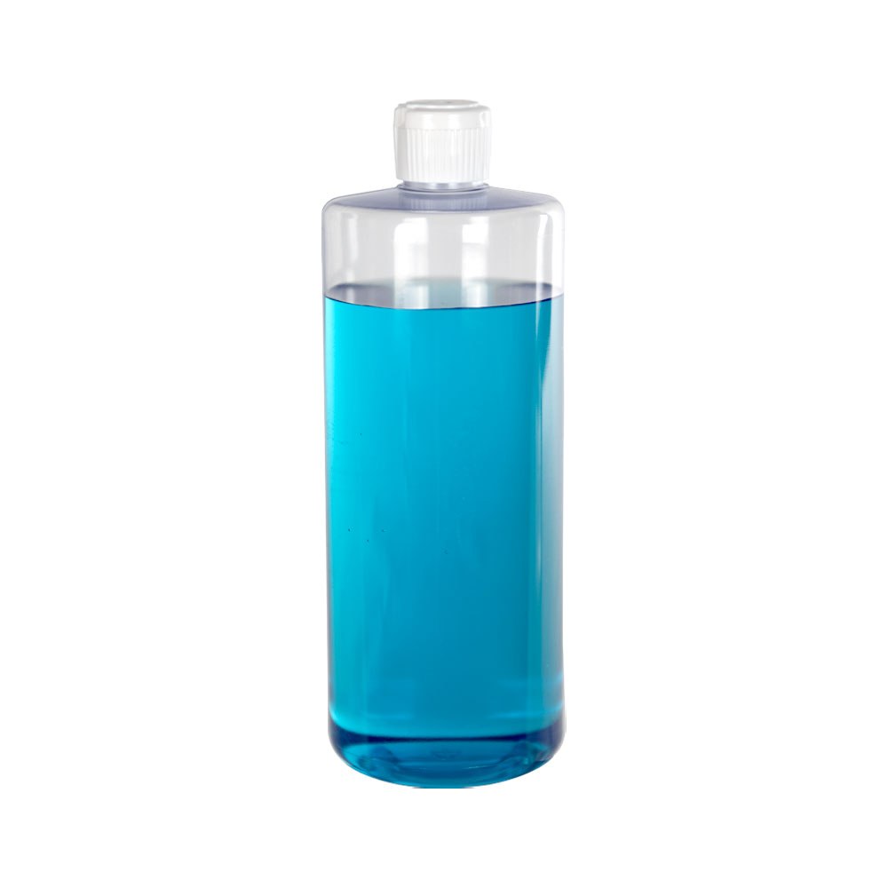32 oz. Clear PVC Cylindrical Bottle with 28/410 Flip-Top Cap