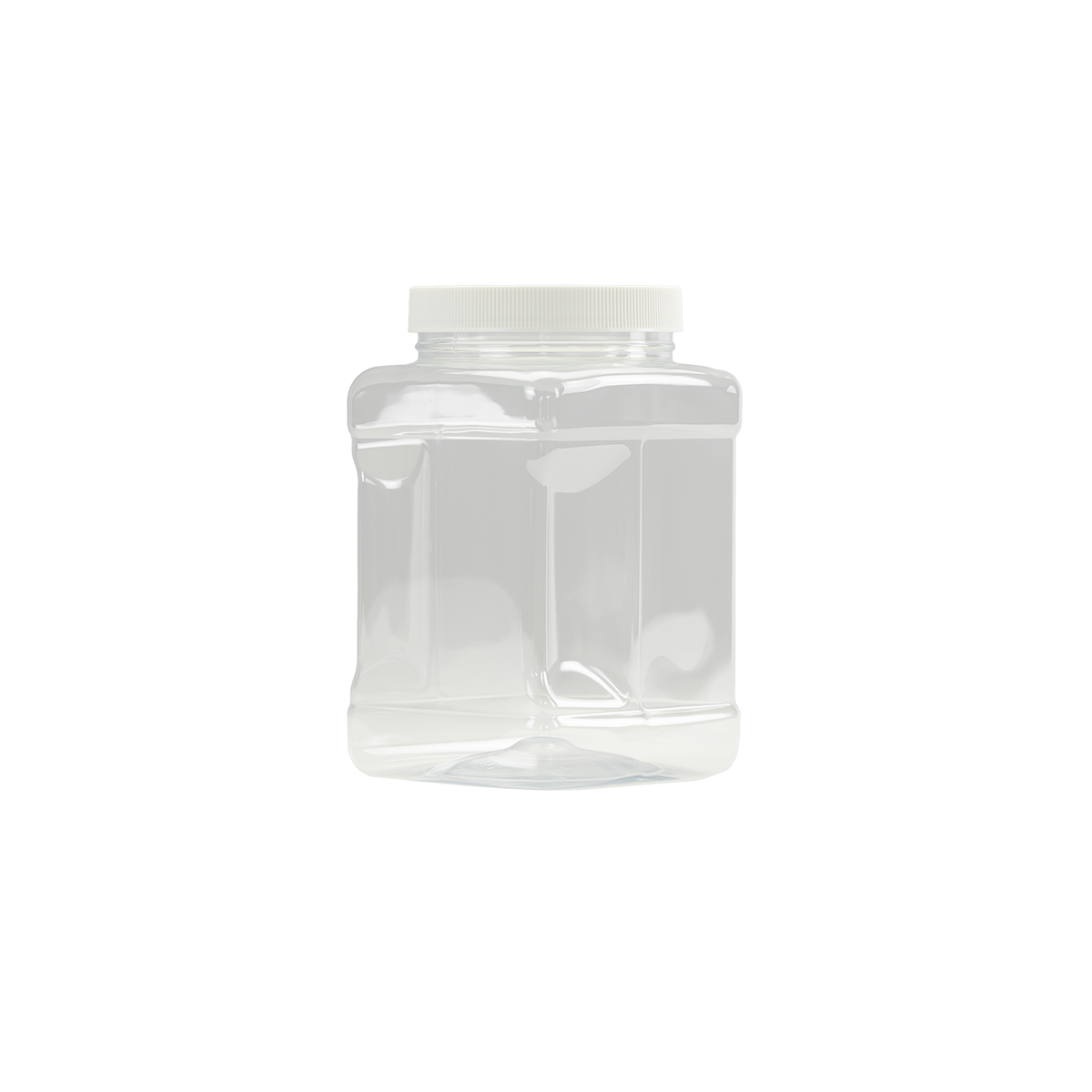 48 oz. Clear PET Square Pinch Grip-It Jar with 89/400 White Ribbed Cap with F217 Liner