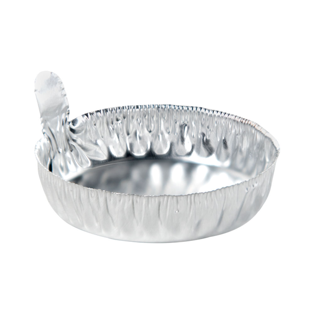 50mL Disposable Aluminum Crimped Round Weighing Dishes with Tab - 57mm Top Dia.