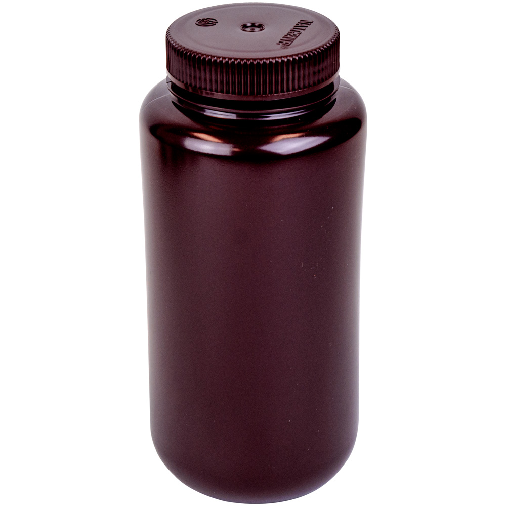 32 oz./1000mL Nalgene™ Lab Quality Amber HDPE Wide Mouth Bottle with 63mm Cap