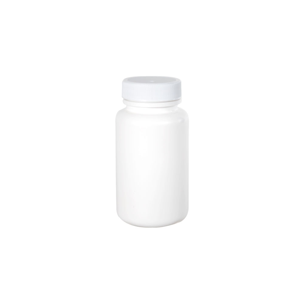 4 oz./120cc White HDPE Wide Mouth Packer Bottle with 38/400 White Ribbed Cap with F217 Liner