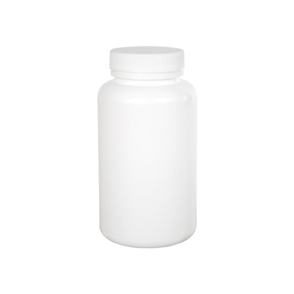 8.5 oz./250cc White HDPE Wide Mouth Packer Bottle with 45/400 White Ribbed Cap with F217 Liner