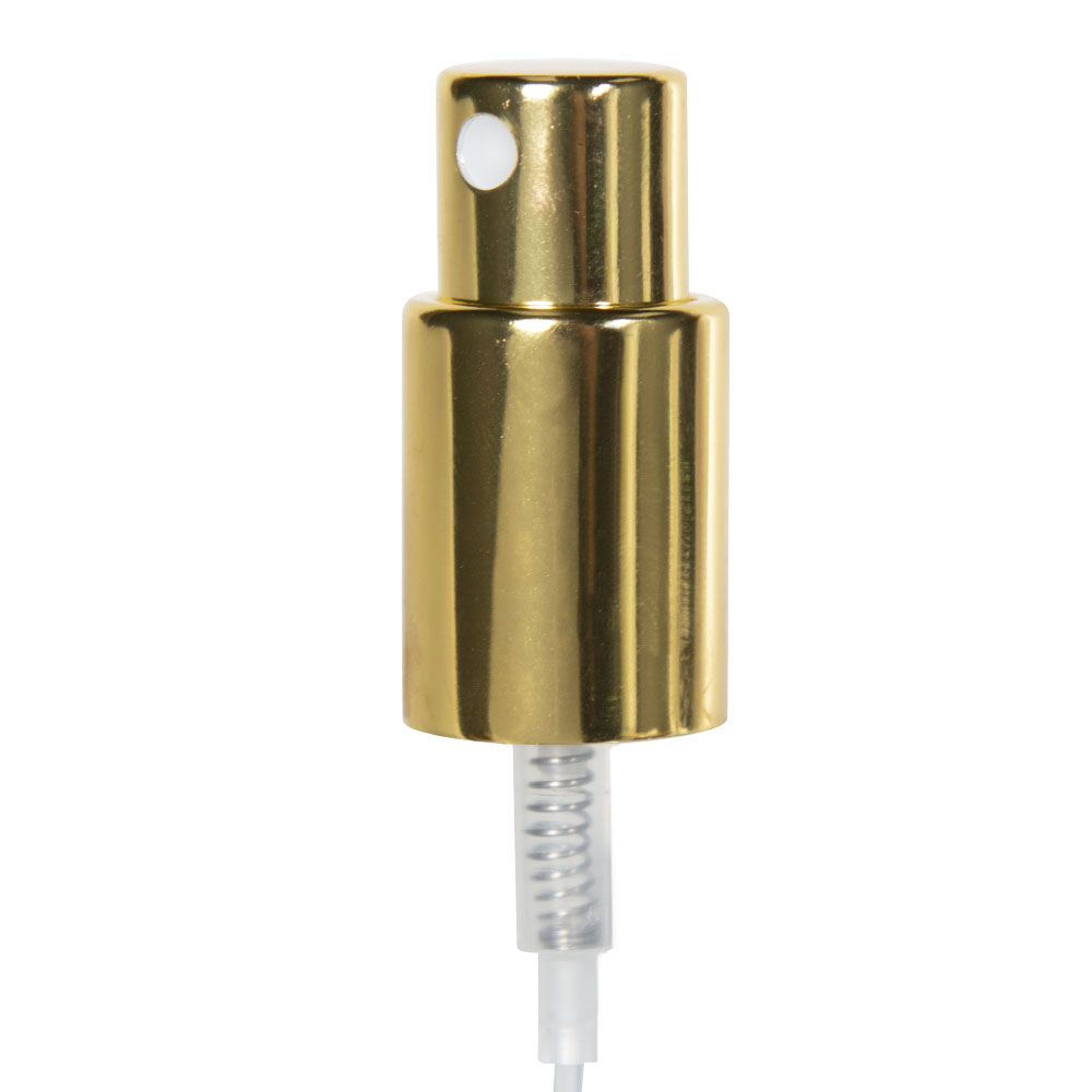 18mm Gold Metal Overcap with Plastic Insert for Metal Finger Sprayer with Smooth Collar