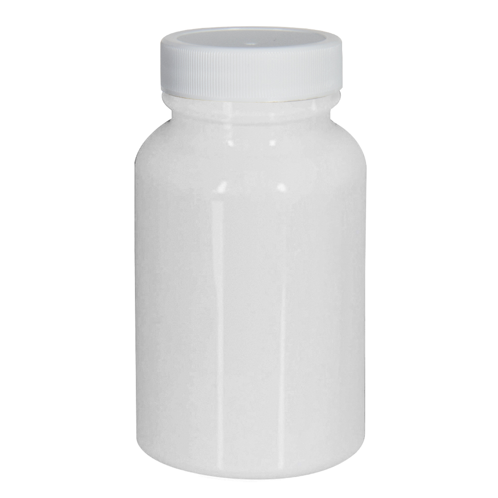 250cc White PET Packer Bottle with 45/400 White Ribbed Cap with F217 Liner