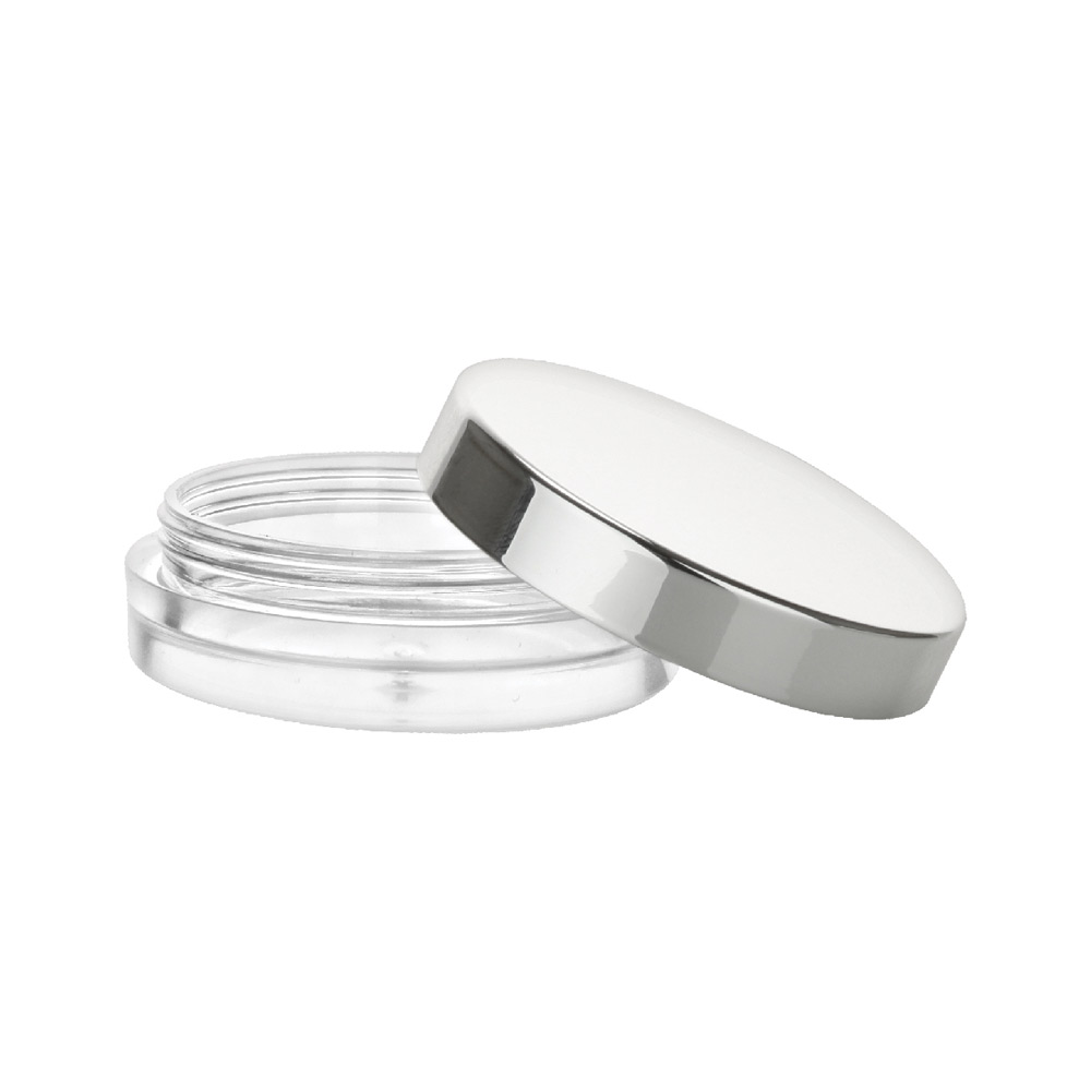 15mL Frosted Clear PETG Round Jar with Silver Cap & Liner