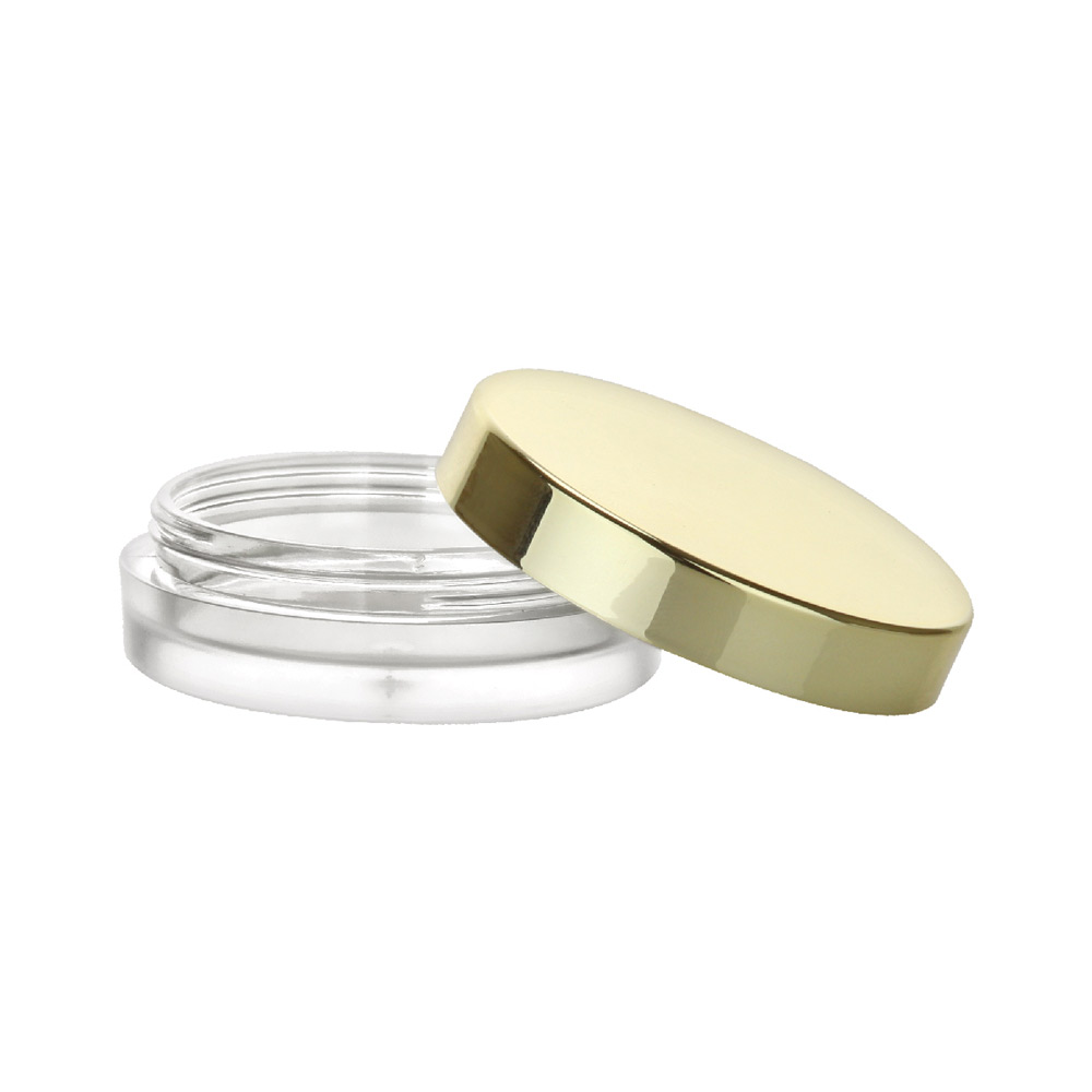15mL Frosted Clear PETG Round Jar with Gold Cap & Liner