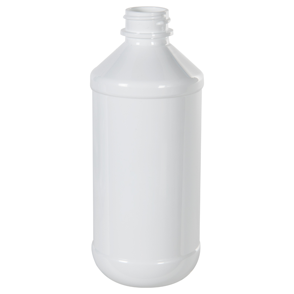 8 oz. White PET Modern Round Bottle with 24/400 Neck (Cap Sold Separately)