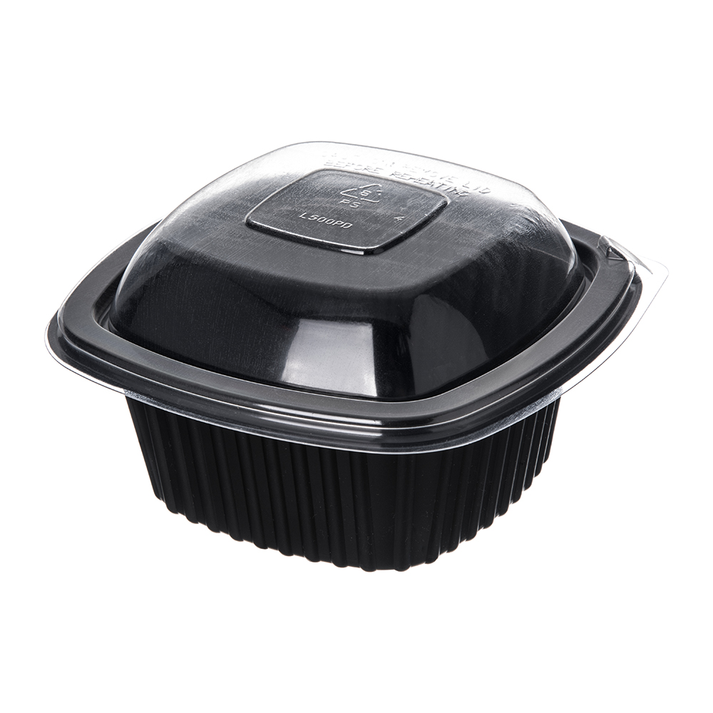 16 oz. Black Polypropylene Square Proex Microwaveable Side Dish Container (Lid Sold Separately) - Case of 500
