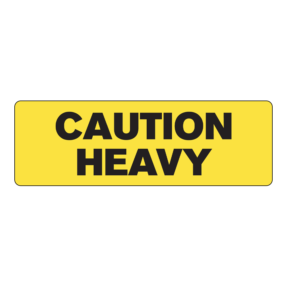 "Caution - Heavy" Rectangular Paper Label with Yellow Background - 3" x 1"