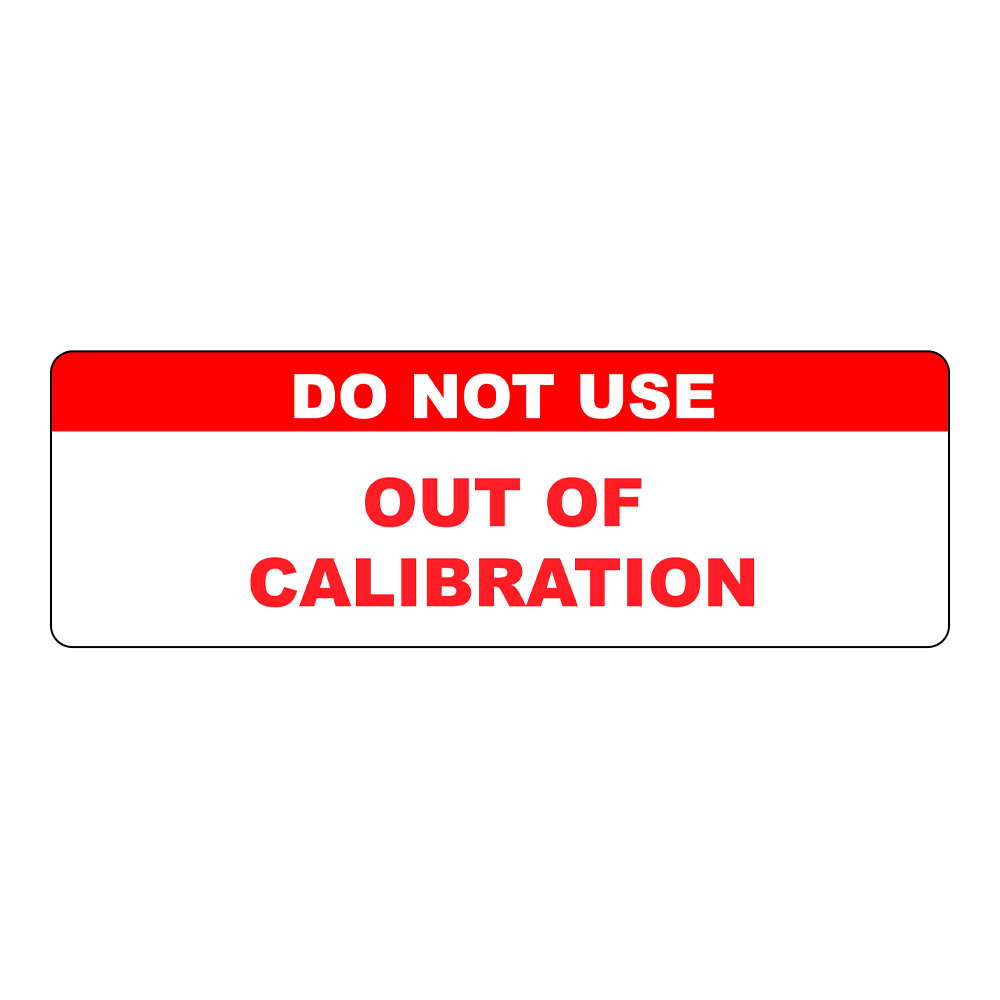 "Do Not Use - Out of Calibration" Rectangular Paper Label with Red Header - 3" x 1"