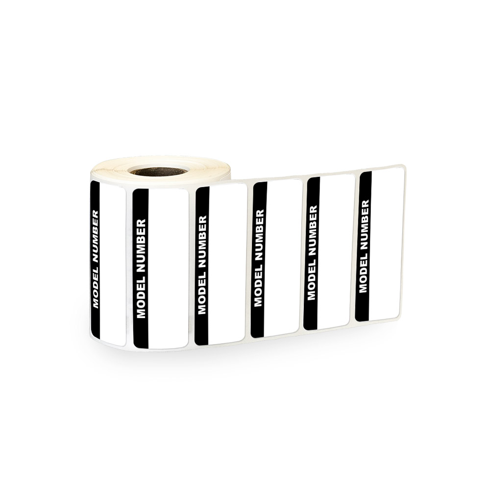 "Model Number" with Write-On Block Rectangular Paper Write-On Label with Black Header - 3" x 1"