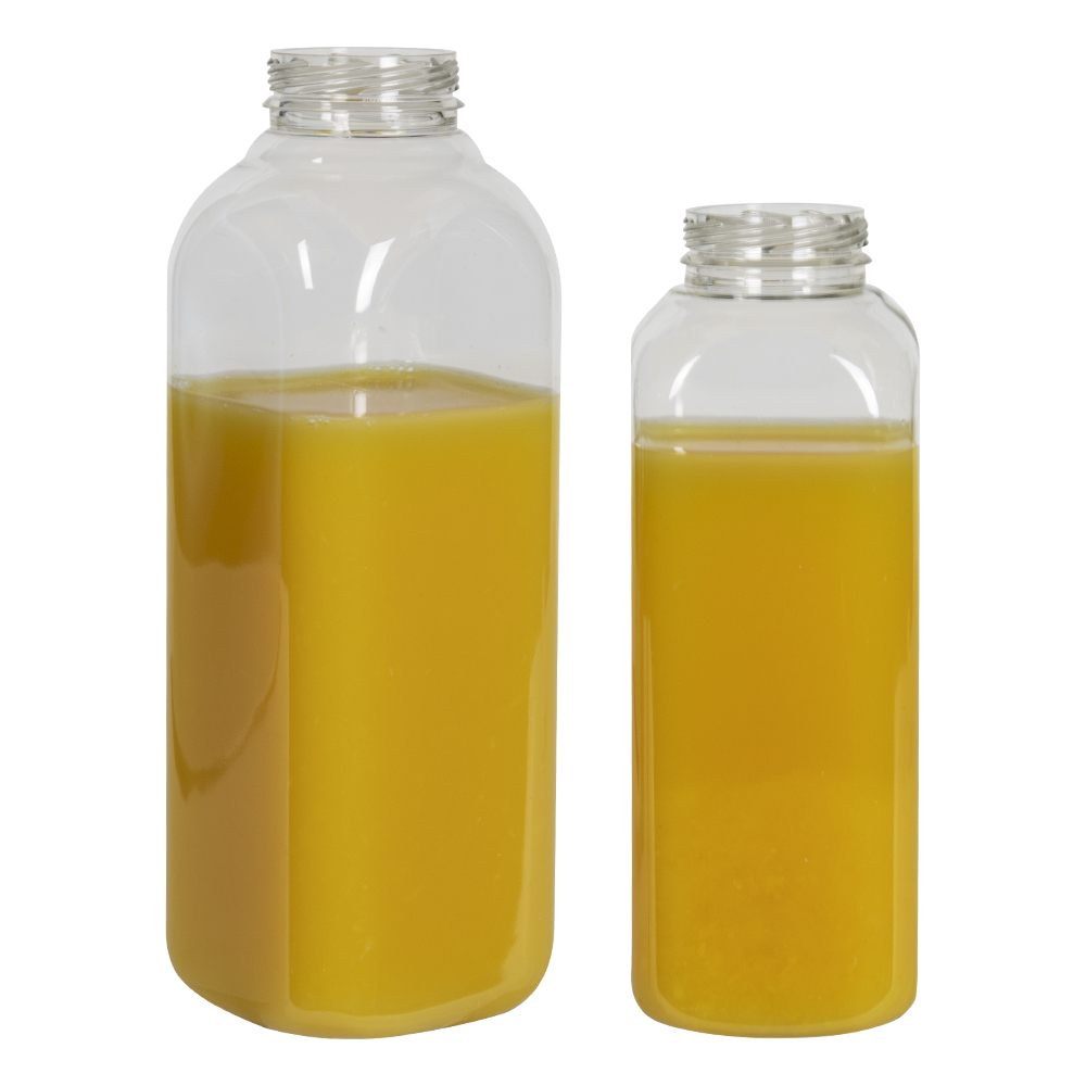 French Square PET Beverage Bottles with ISS/IPEC Neck (25 PCR Material