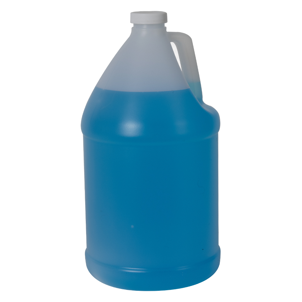1 Gallon Natural HDPE Round Jug with 38/400 White Ribbed CRC Cap with