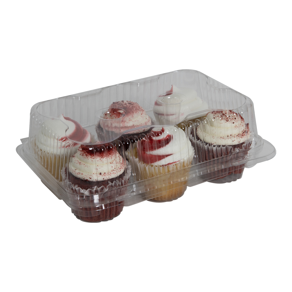 6 Count Premium Clear Clamshell Standard Cupcake Container Case of