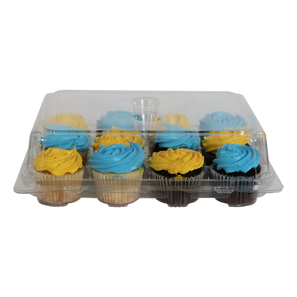 12 Count Premium Clear Clamshell Standard Cupcake Container Case of