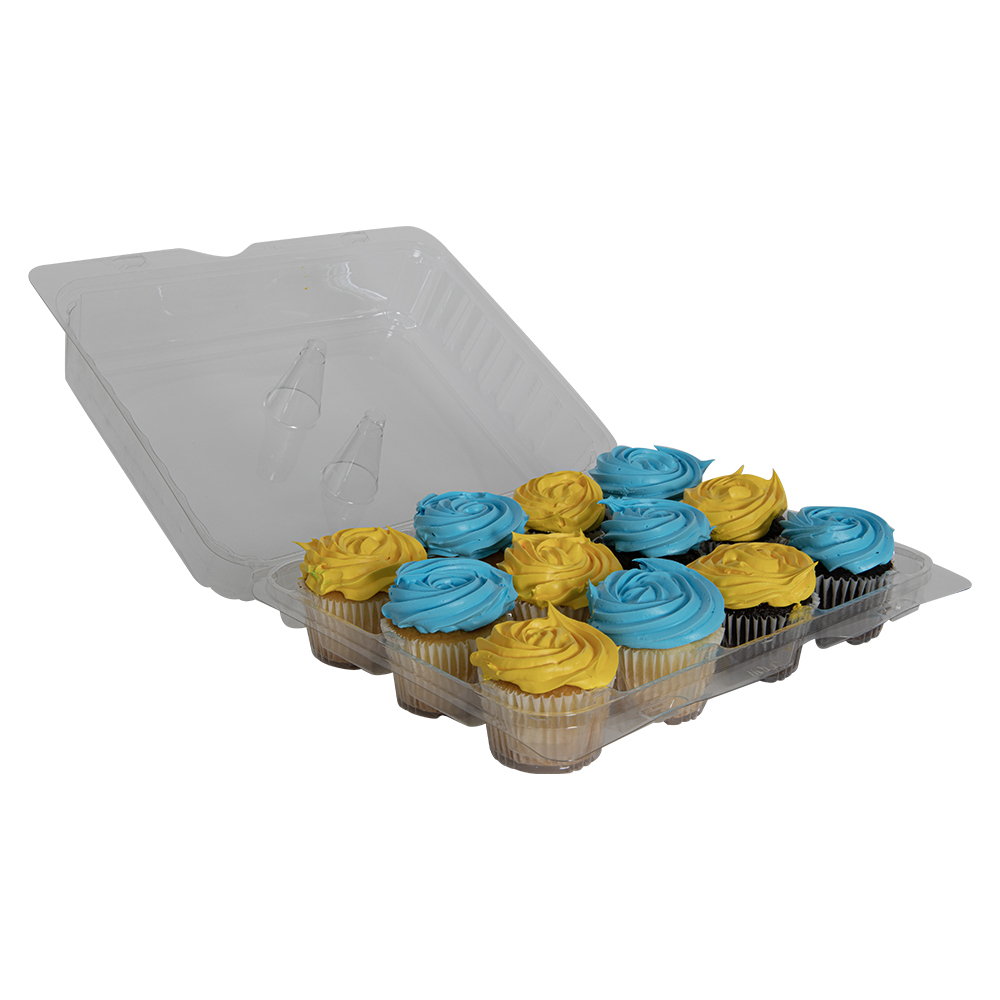 12 Count Premium Clear Clamshell Standard Cupcake Container Case of