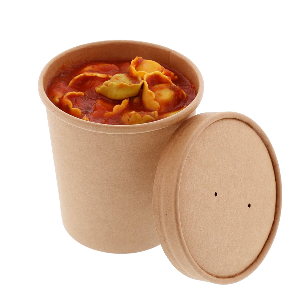 16 oz. Kraft Paperboard Round Food Container with Lid Case of 250 U