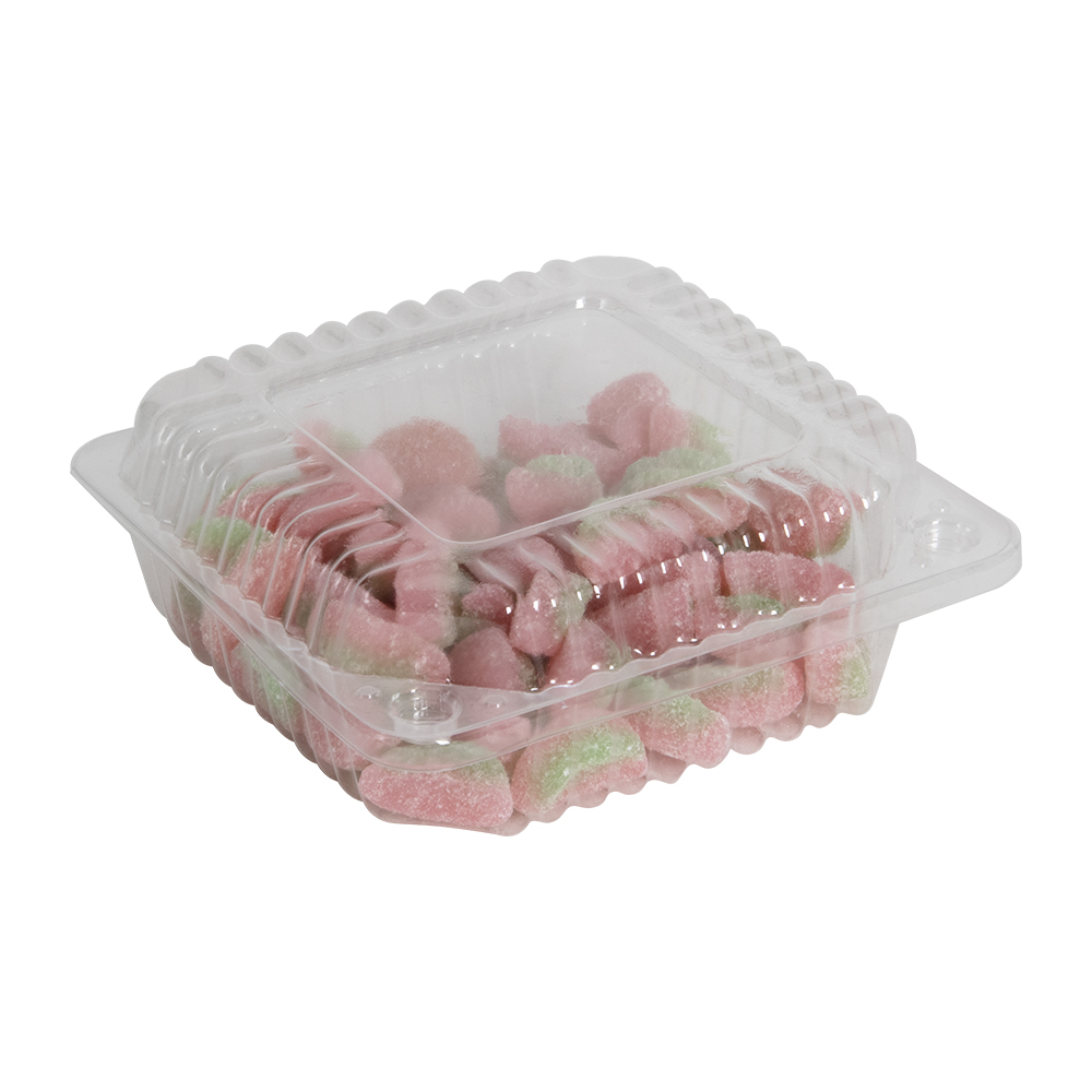 5" Shallow Clear Polystyrene Square Clamshell Food Container Case of