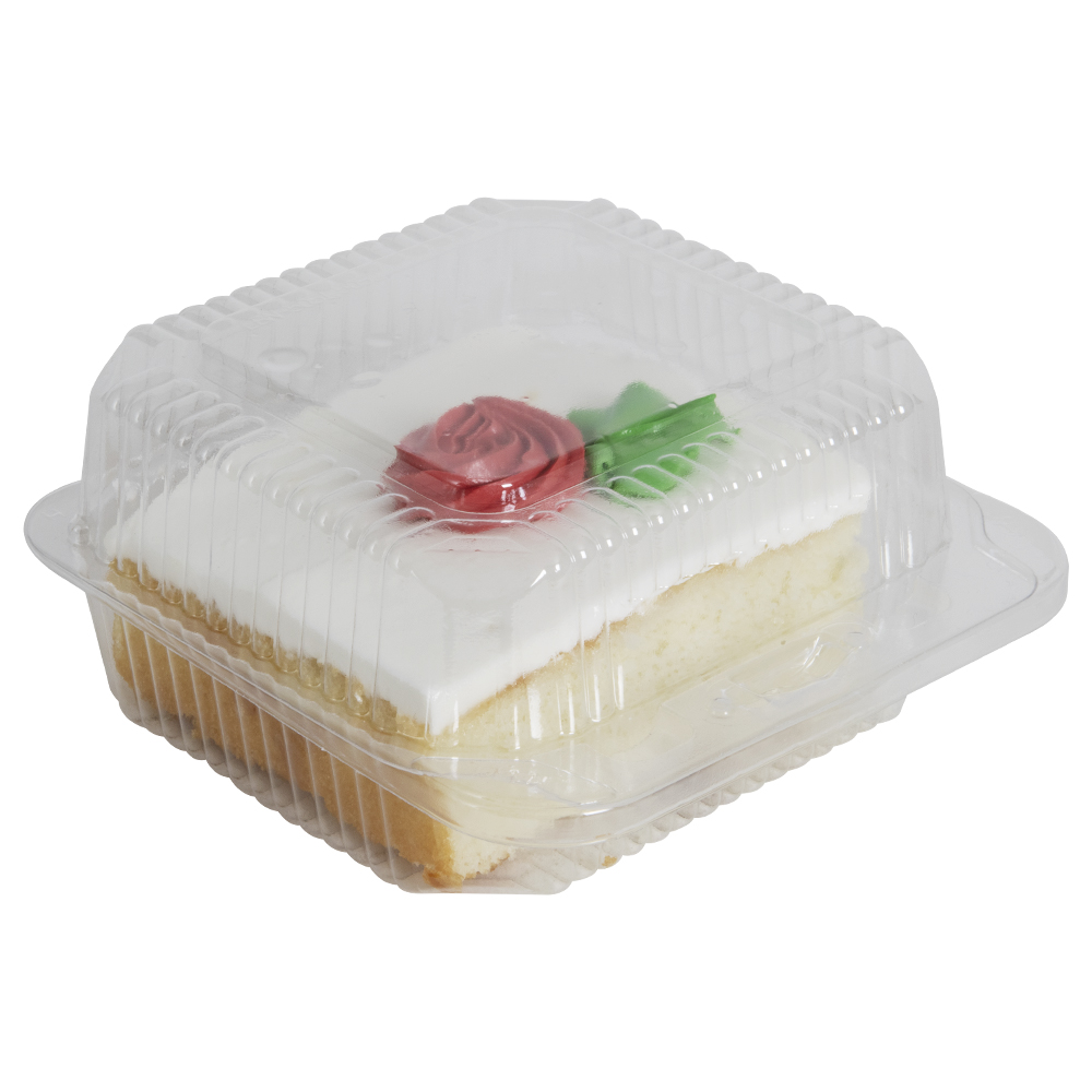 5.5" Regular Clear Polystyrene Square Clamshell Food Container Case
