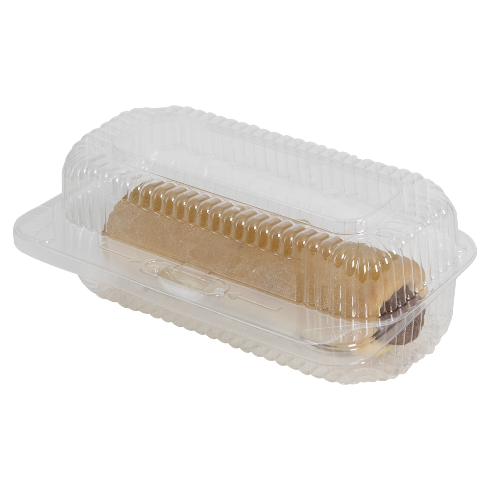 6.625" Regular Clear Polystyrene Rectangular Clamshell Food Container