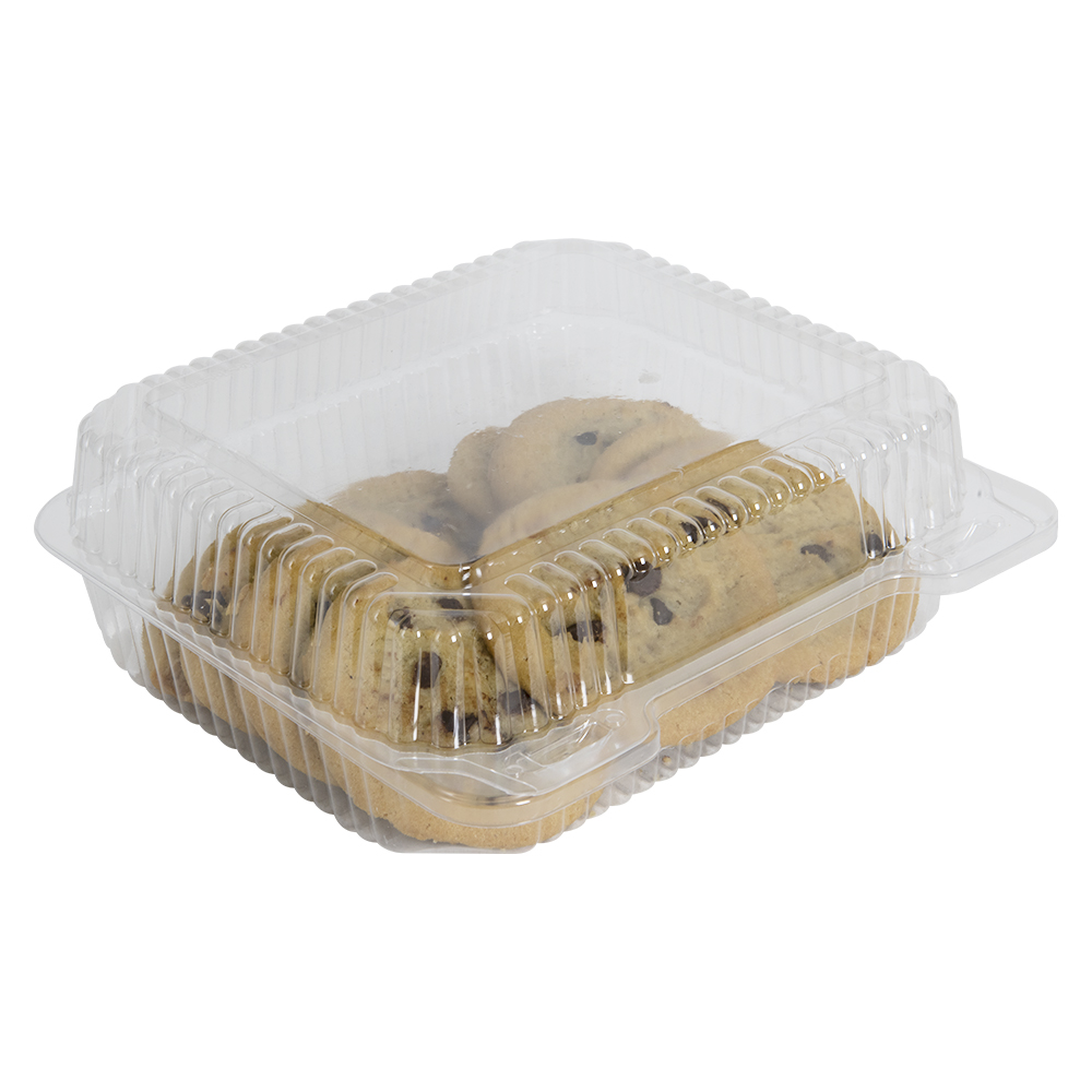 6.25" Large Clear Polystyrene Square Clamshell Food Container Case of