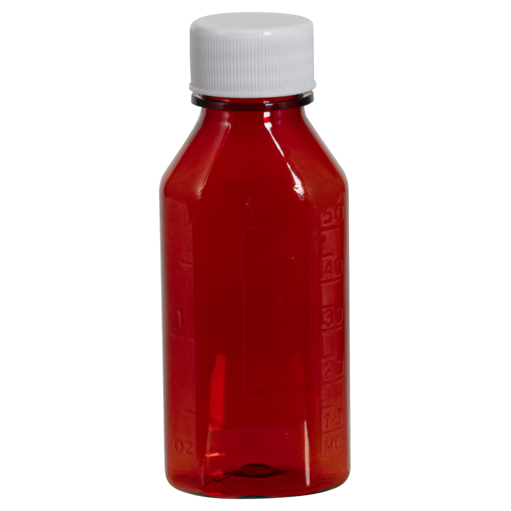 2 oz. Amber PET Oval Liquid Bottle with 24/410 White Plain Cap