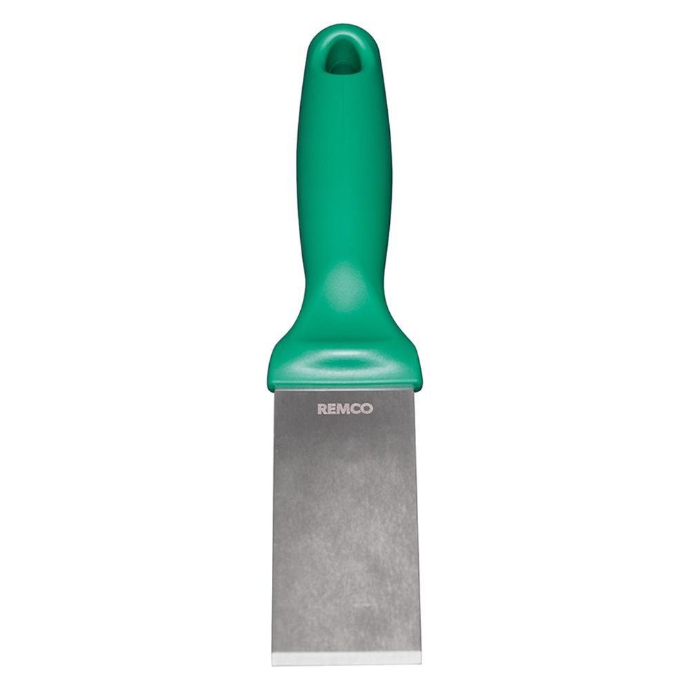 Vikan® Stainless Steel Scraper with Green Polypropylene Handle & 1-1/2" Blade