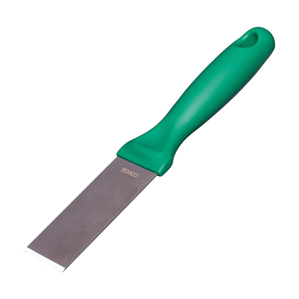 Vikan® Stainless Steel Scraper with Green Polypropylene Handle & 1-1/2" Blade