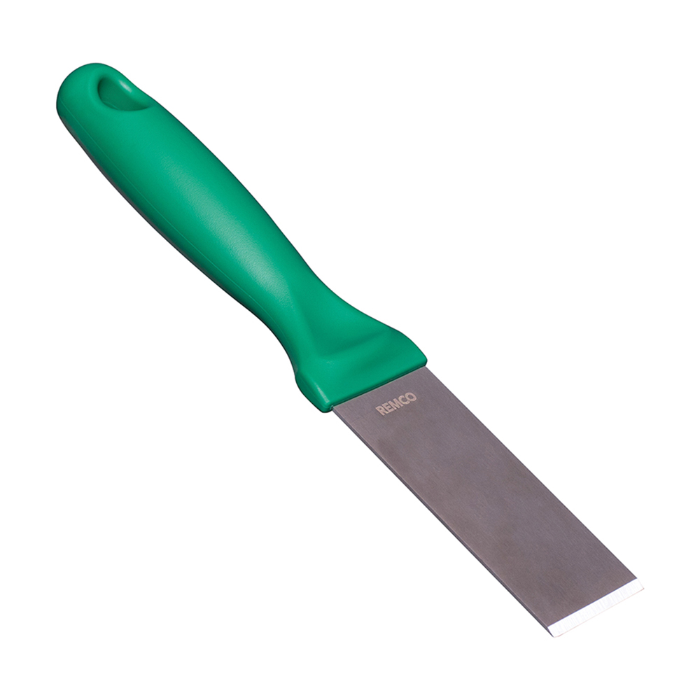 Vikan® Stainless Steel Scraper with Green Polypropylene Handle & 1-1/2" Blade