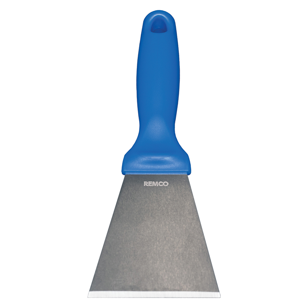 Vikan® Stainless Steel Scraper with Blue Polypropylene Handle & 3" Blade