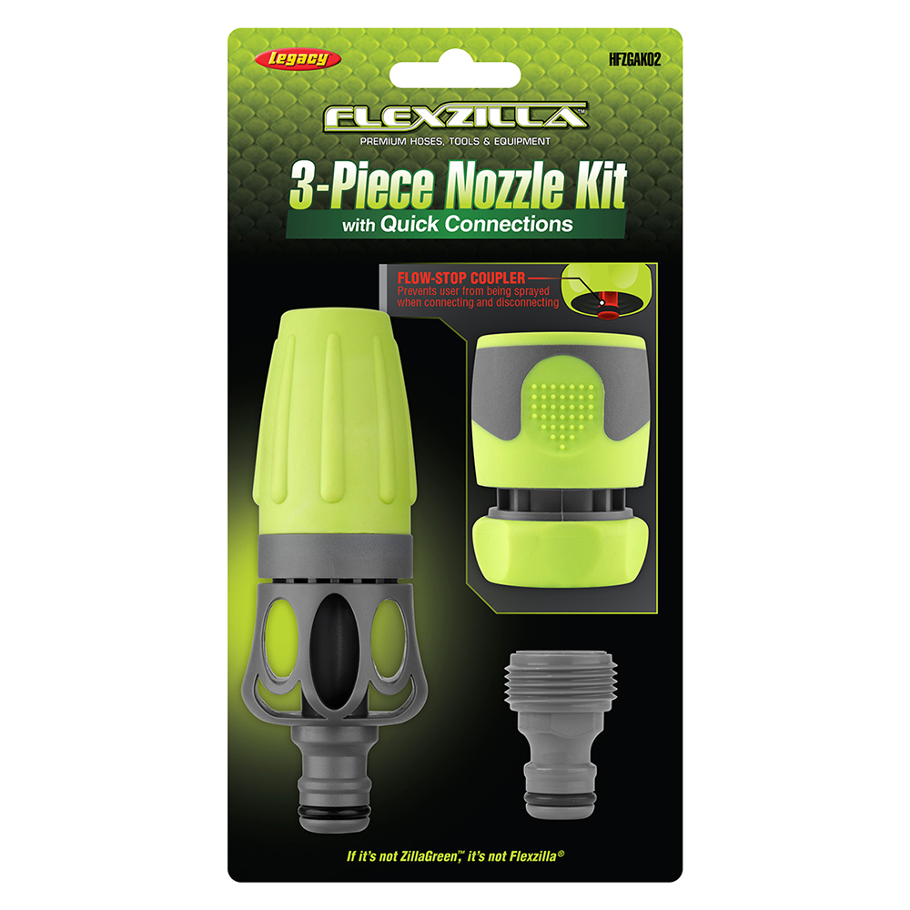 3Piece Flexzilla® QuickConnect Garden Hose Nozzle Kit U.S. Plastic