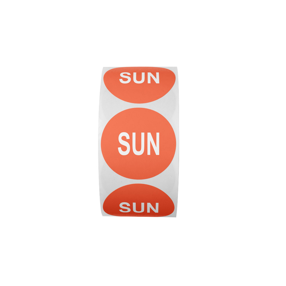 "Sun" Round Paper Label with Orange Background - 2" Dia.