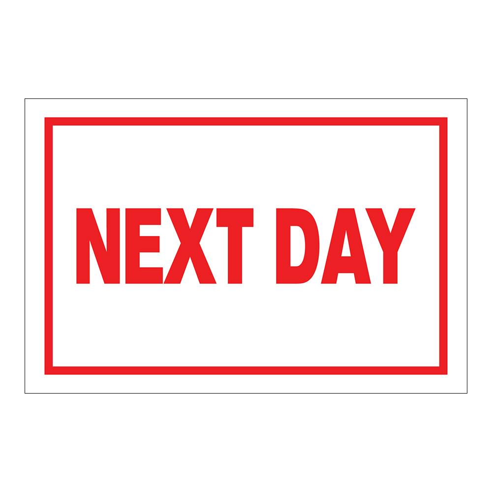  next day horizontal rectangular paper label with red border 4 x 6