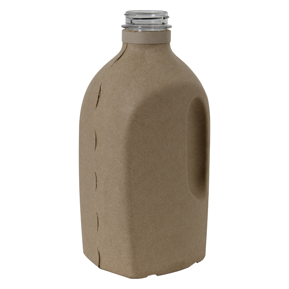 50 oz. Eco.Bottle® Oblong Hybrid Clear PET Bottle & Kraft Fiber Shell with Grip Handle & 43mm Neck (Cap Sold Separately)
